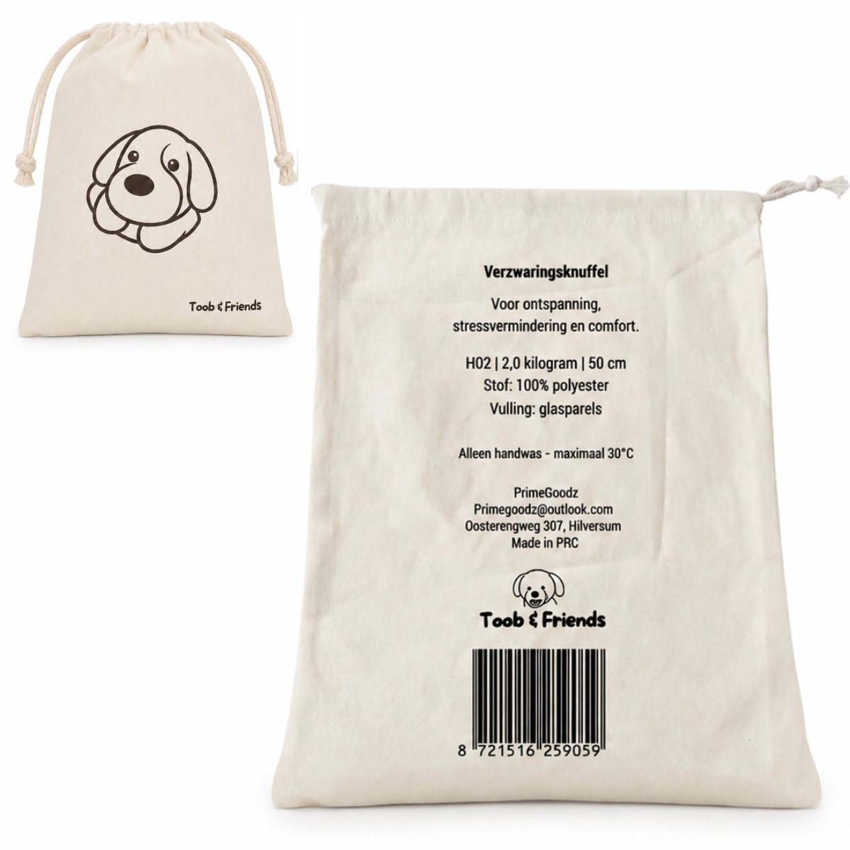 Toob & Friends Verzwaringsknuffel - 50cm - 2kg - Hond - Verzwaarde Knuffel - Weighted Stuffed Animal - Sensorisch Speelgoed — afbeelding 7