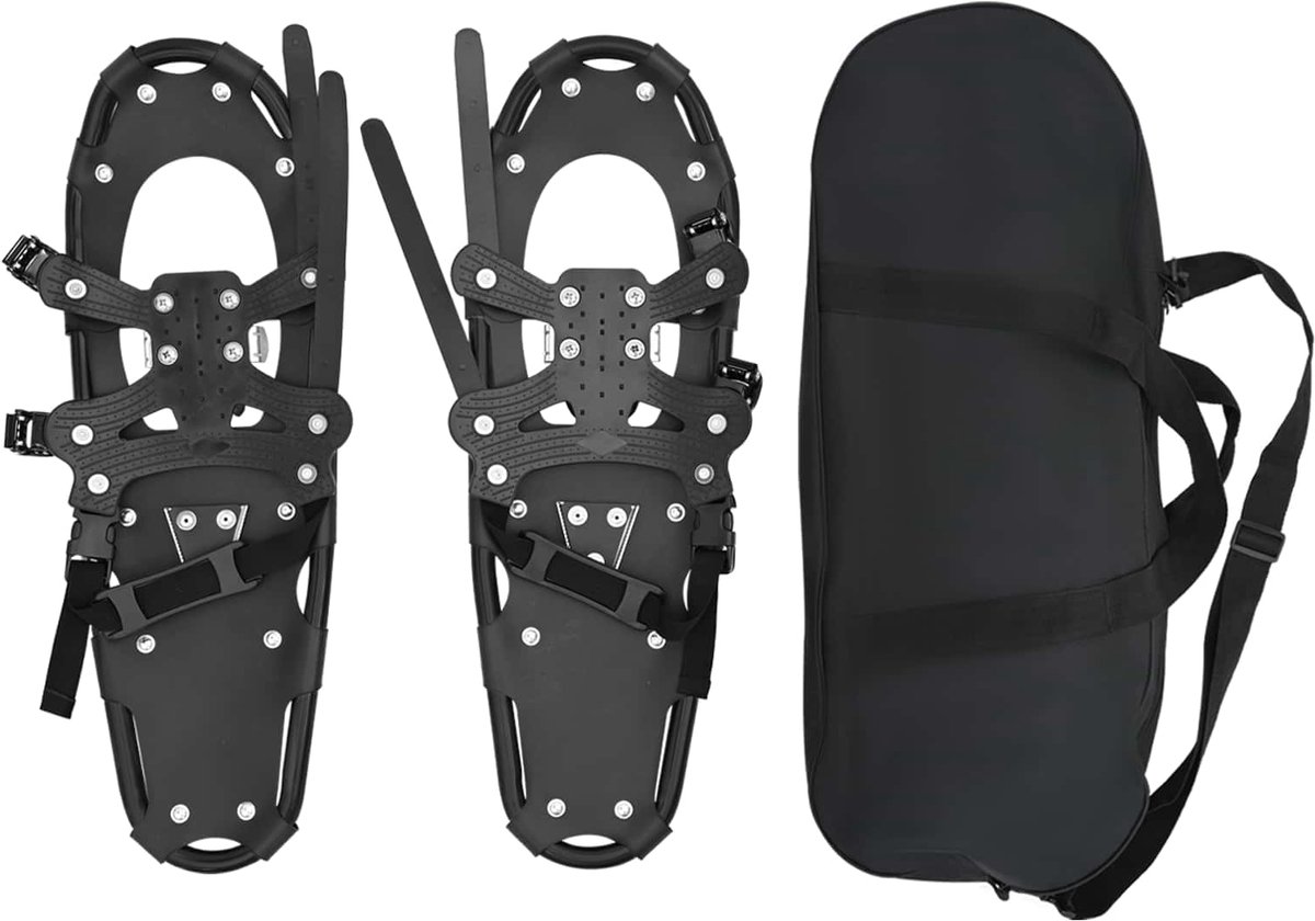 vidaXL 3 in 1 Sneeuwschoenen – 63 x 21 cm Aluminium en HDPE Zwart