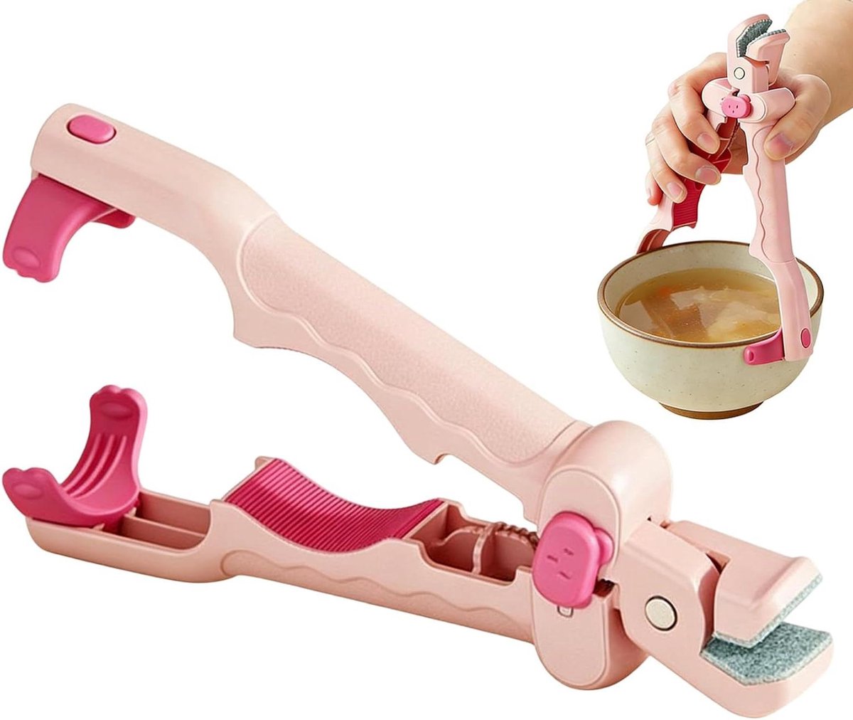 Hete Kom Tang - Keukenhulp Bordengrijper - Veilig Koken - Ergonomische Handgreep - 22 cm - Roze