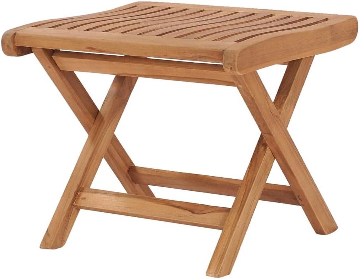 Inklapbare voetenbank - Klapkruk bijzettafel - Extra zitgelegenheid - Massief teakhout - 41.5 cm hoog - Bruin