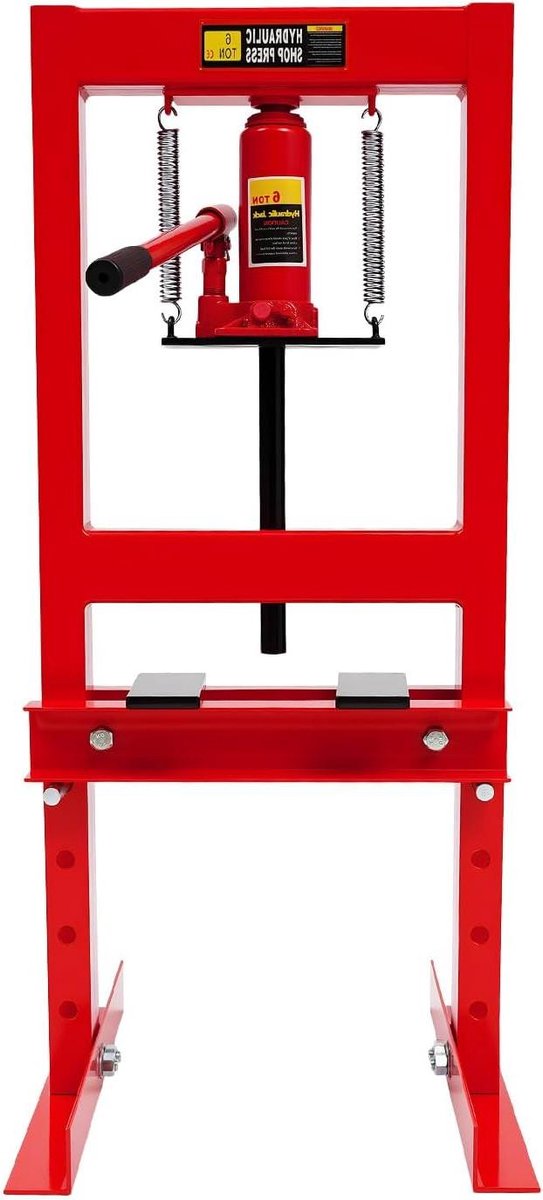 Werkplaatspers - Hydraulische pers - Metaal bewerken - 6 Ton capaciteit - 90 cm hoog - Rood