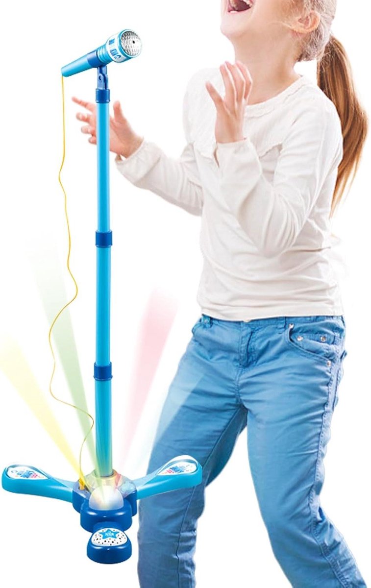 Kinder Microfoon - Speelgoed Microfoon - Muziek Maken - Verstelbaar Statief - 53-89cm - Blauw