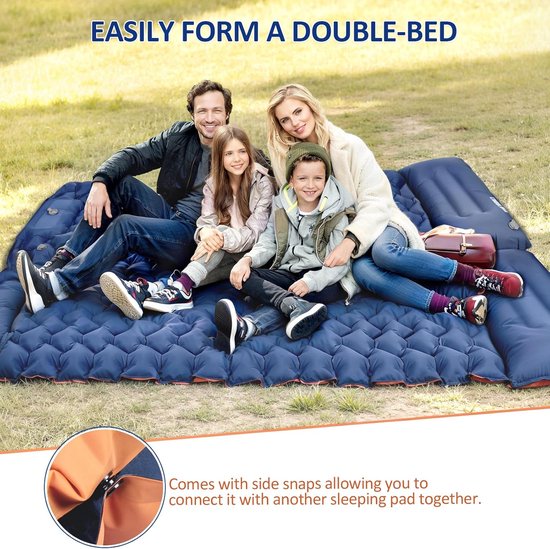 Slaapmat Kamperen - Luchtbed Backpacken - Buiten Slapen - Zelfopblazend - 77 x 28 Inch - Oranje Blauw — afbeelding 2