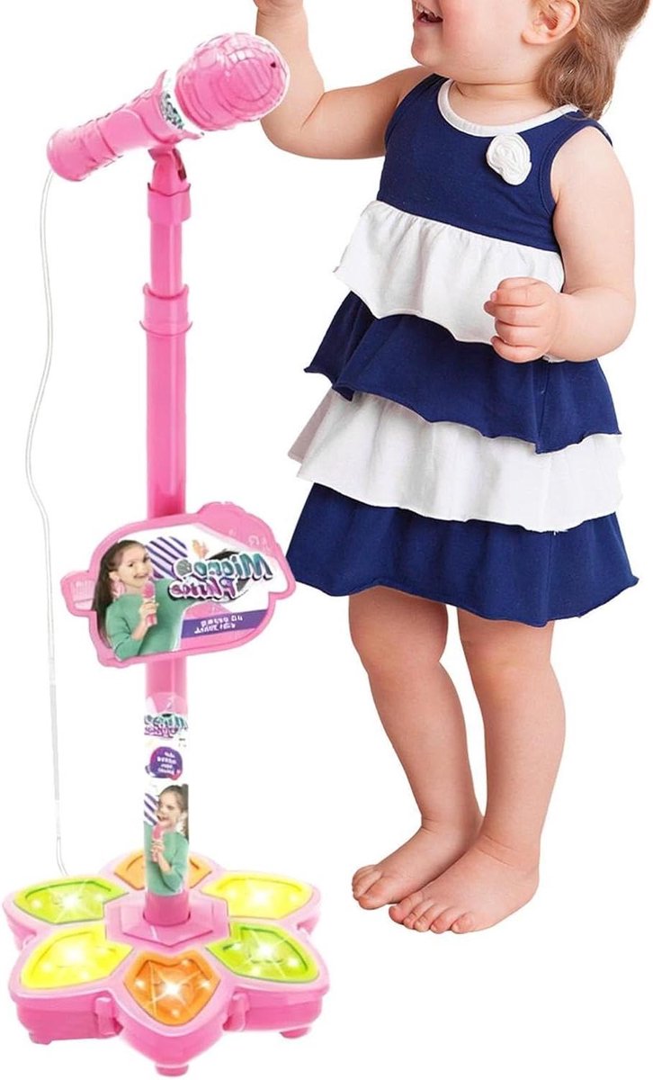 Karaoke microfoon - Zangmachine speelgoed - Muziek plezier - Licht effecten - 6.8 x 22 x 6.8 cm - Roze