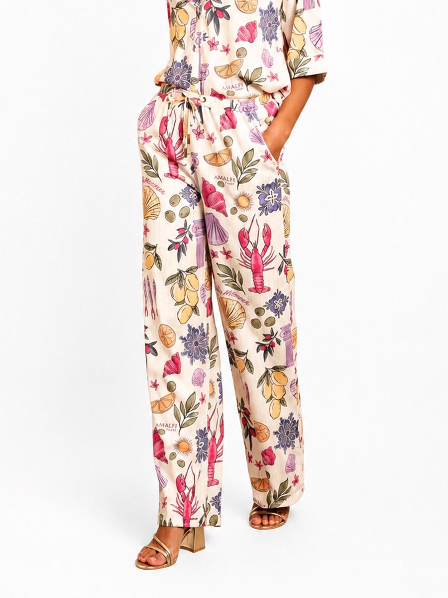 Lofty Manner Broek Trouser Luca Re38 Multi Element Print Dames Maat - S