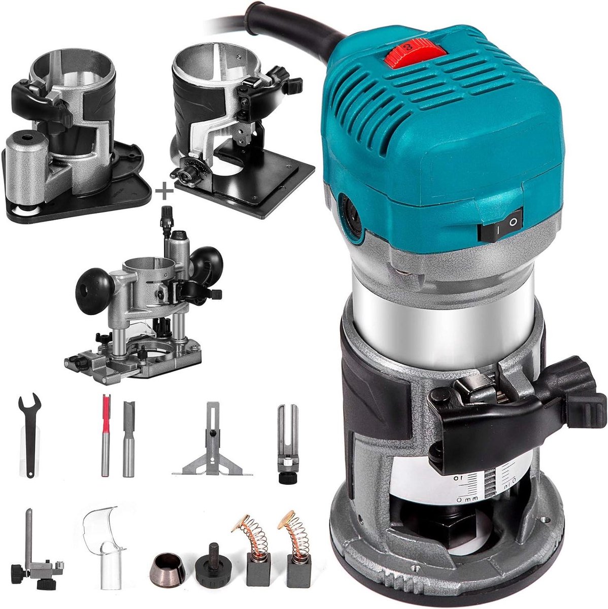 Elektrische Houtbewerker - Bovenfrees Trimmer - Meubels Frezen - Variabele Snelheid - 710W - Grijs