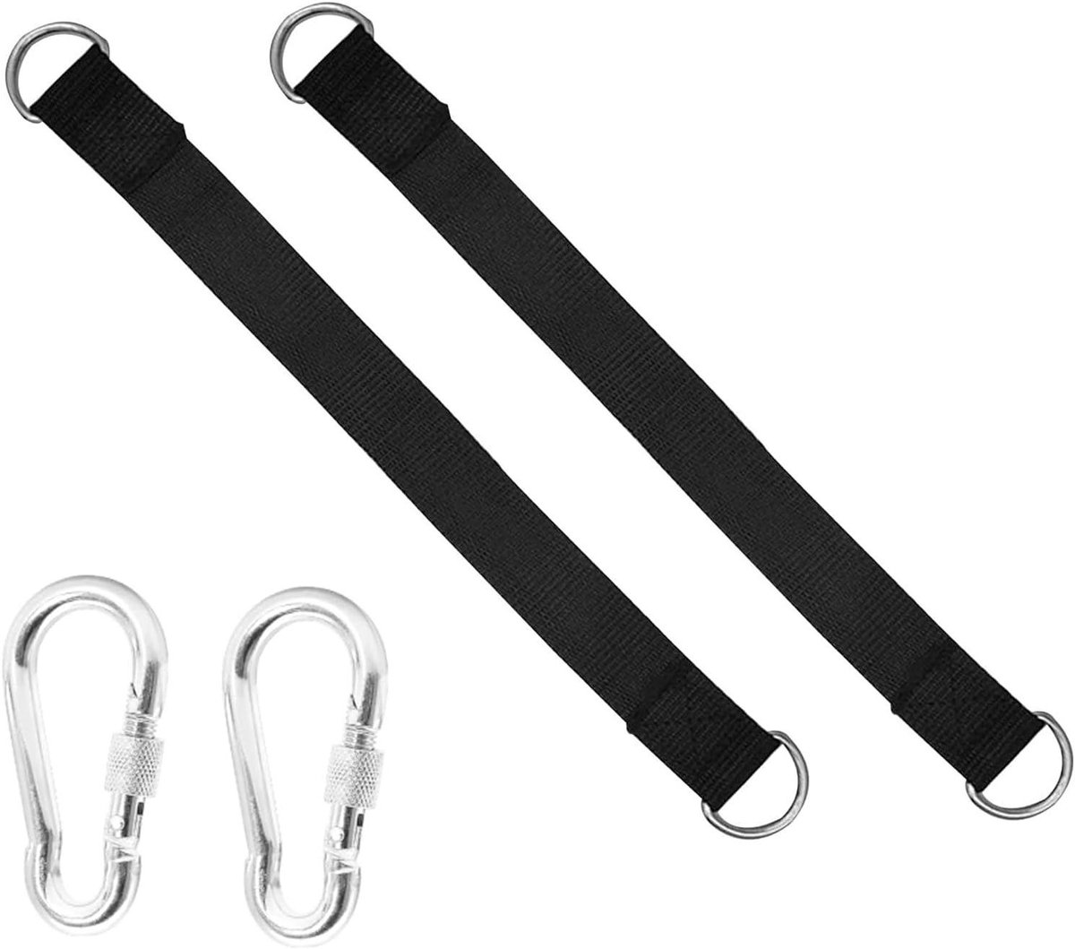 Bevestigingsset Schommel - Ophangband Hangmat - Tuin Ontspanning - Dubbellaags Polyester - 30 cm - Zwart