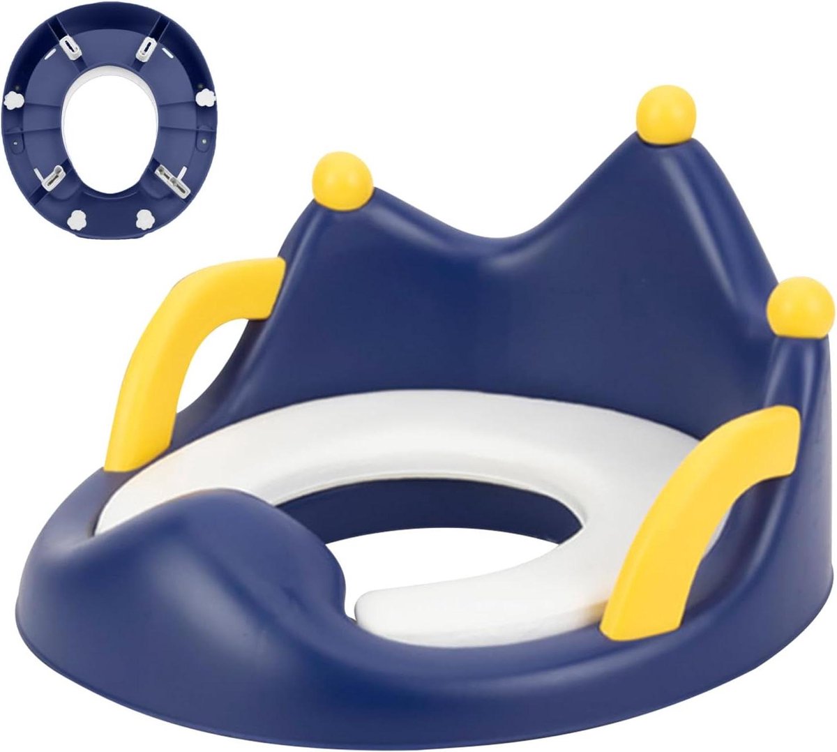 Kinder Toiletbril - Potjestraining Stoel - Zindelijkheidstraining - Met Rugleuning Handvat - 38x35 cm - Blauw