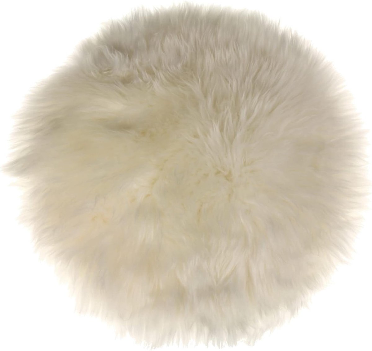 Decoratieve Witte Rond Kussen van Echt Lammy, Modern Design voor Stoelen en Tafels, 34 cm