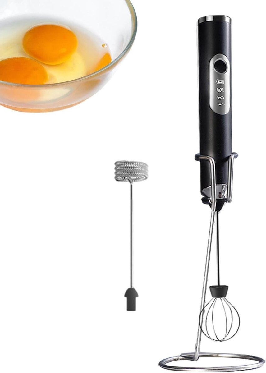 Elektrische opschuimer - Handmixer schuim - Koffie maken - USB oplaadbaar - 22 cm - Zwart