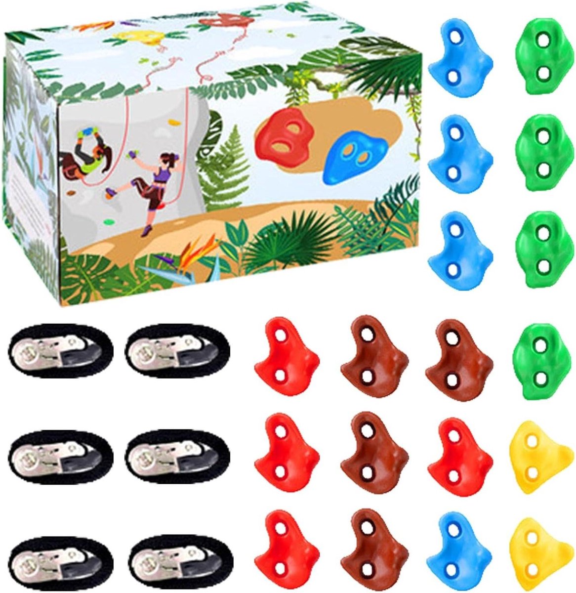 Klimgrepen Set - Klimmuur Onderdelen - Buiten Spelen - Levendige Kleuren - 18 Stuks - Multicolor