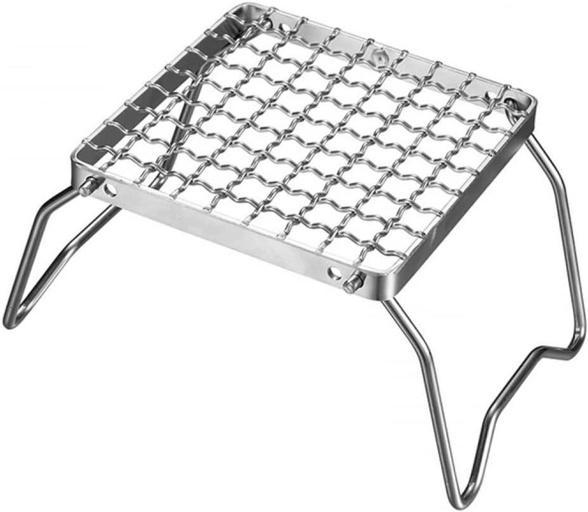 Mini Grill Rek - Kampeer Kooktoestel - Buiten Koken - Verstelbaar Ontwerp - 24.5 cm - Zilver
