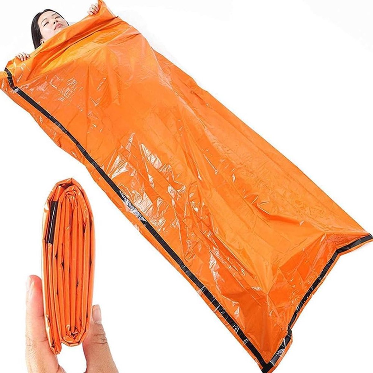Nood Bivakzak - Survival Slaapzak - Buiten Overleven - Waterdicht Winddicht - 215 x 90 cm - Oranje