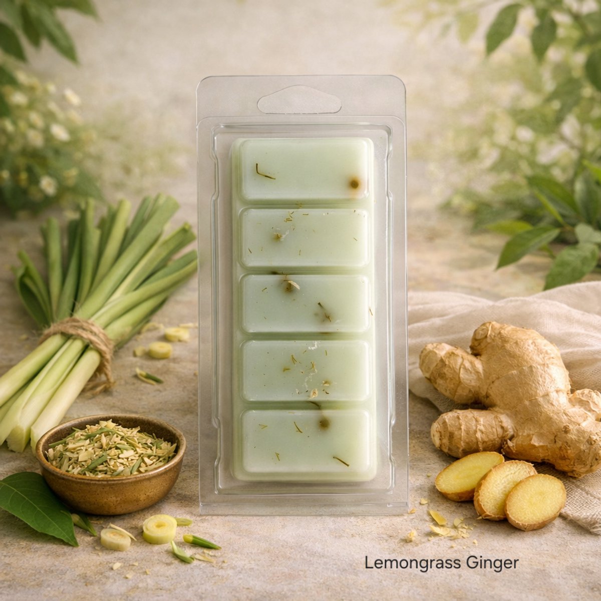 Waxmelts Lemongrass Ginger - Snapbar - 55 gram - Sojawas - Handmade - Dierproefvrij - Vegan - Huisparfum - Voor in geurbrander - Waxbrander - Geur in huis - Wax melt - Geurkaars - Parfum