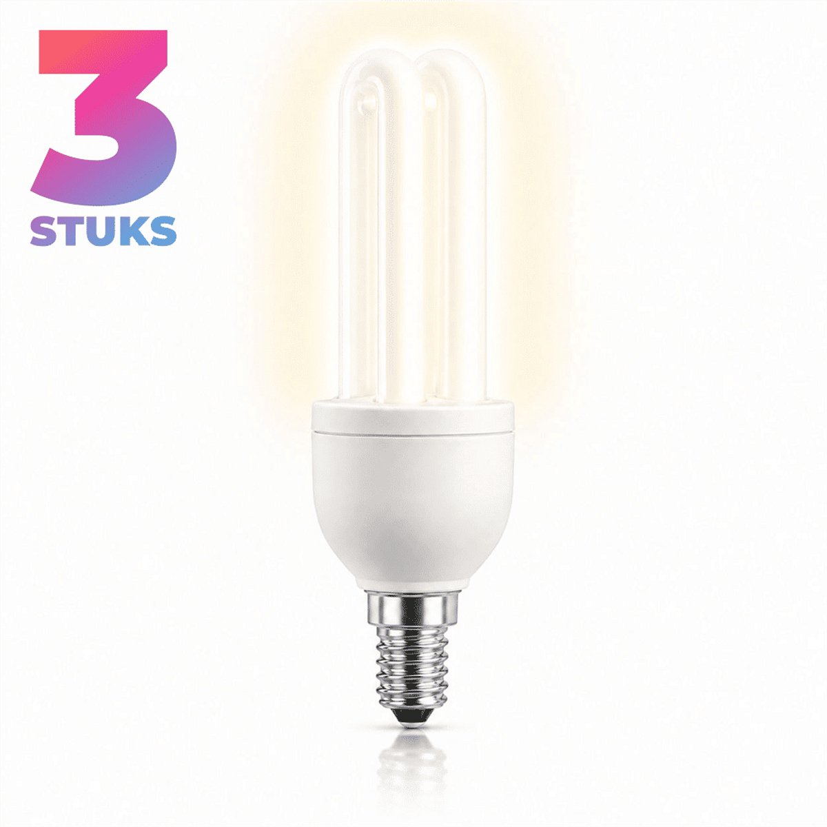 3x Stick Spaarlamp E14 - 11W - Warm Wit Licht (2500K) - 640 lm - 10 jaar - Niet Dimbaar