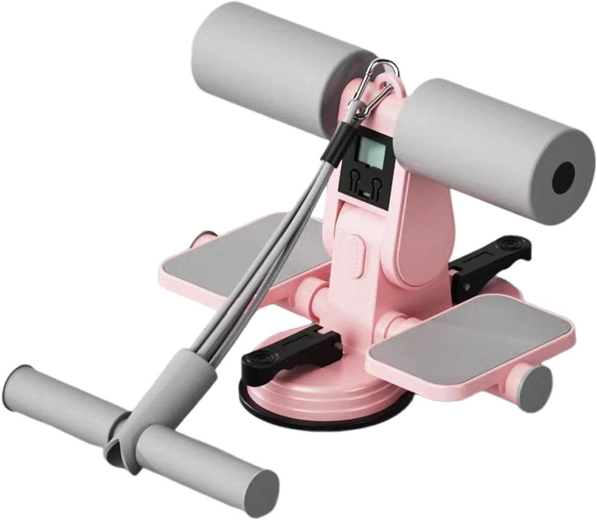 Sit Up Machine - Buiktrainer - Fitness Thuis - Dubbele Zuigbekers - 3 Hoogtes - Roze