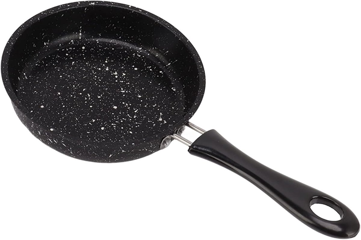 Eierpan Roestvrij Staal - Koekenpan Grillpan - Bakken Braden - Antiaanbaklaag Snel Koken - 18CM - Zwart