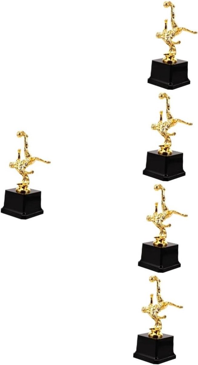 Voetbal Trofee - Prijstrofee Beker - Wedstrijd Prijs - Stevig Plastic Materiaal - 5 Stuks 7.5cm Hoog - Zoals Afgebeeld
