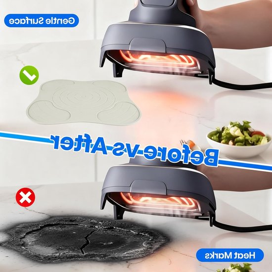 Siliconen Isolatiemat voor Airfryer - Hittebestendig, Antislip en Duurzaam in Beige — afbeelding 3