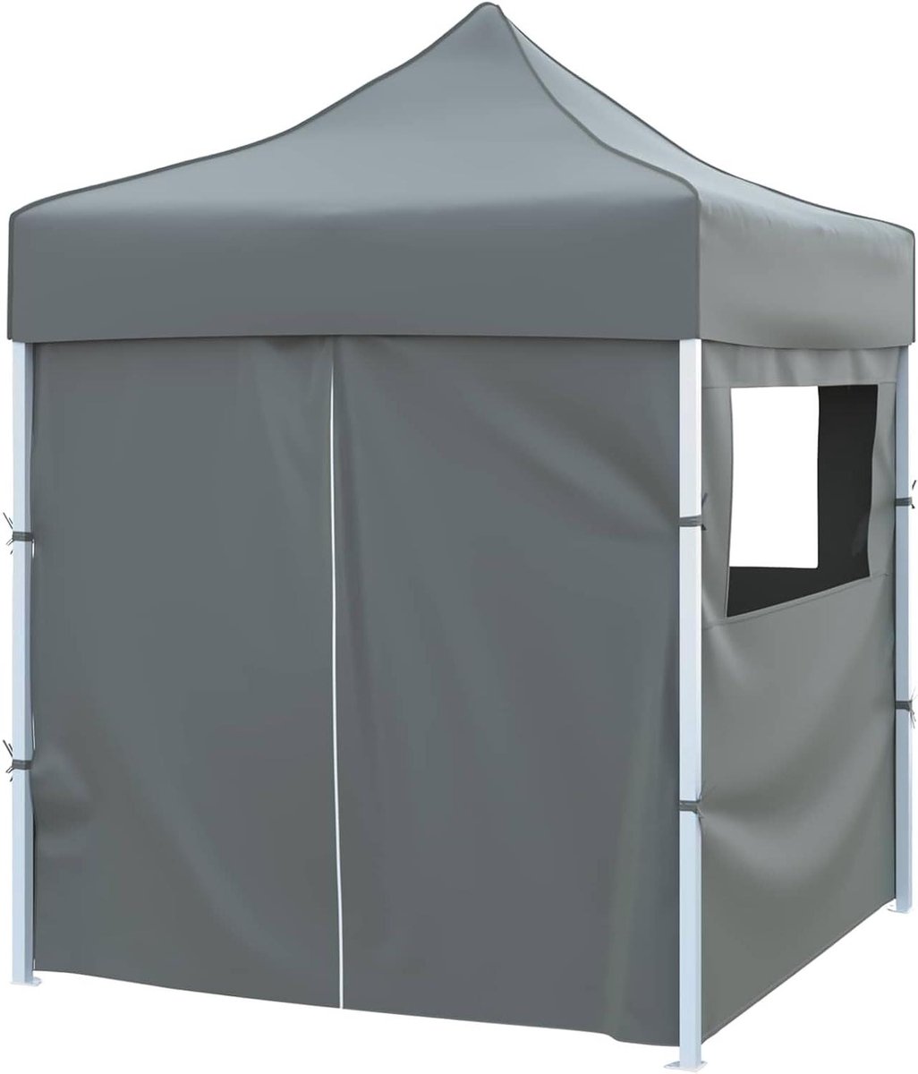 Partytent Opvouwbaar - Pop-up Tent - Buitenfeesten Organiseren - Stabiel Stalen Frame - 200 x 200 cm - Antraciet