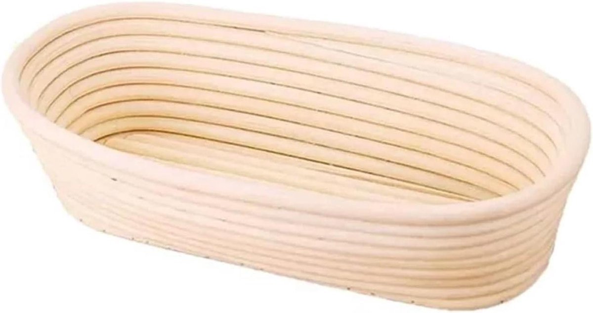 Brood Mand - Rijsmand Deeg - Ambachtelijk Brood Bakken - Handgemaakt Rotan - 25 x 15 x 8 cm - Houtkleur