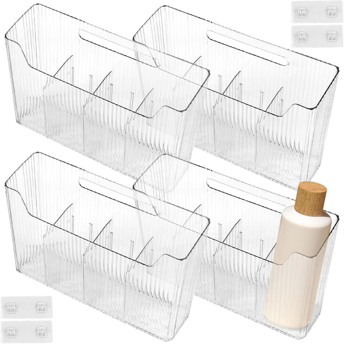 Opbergdozen - Kast Organizers - Ruimte Besparen - Zelfklevend - 4 stuks - Transparant