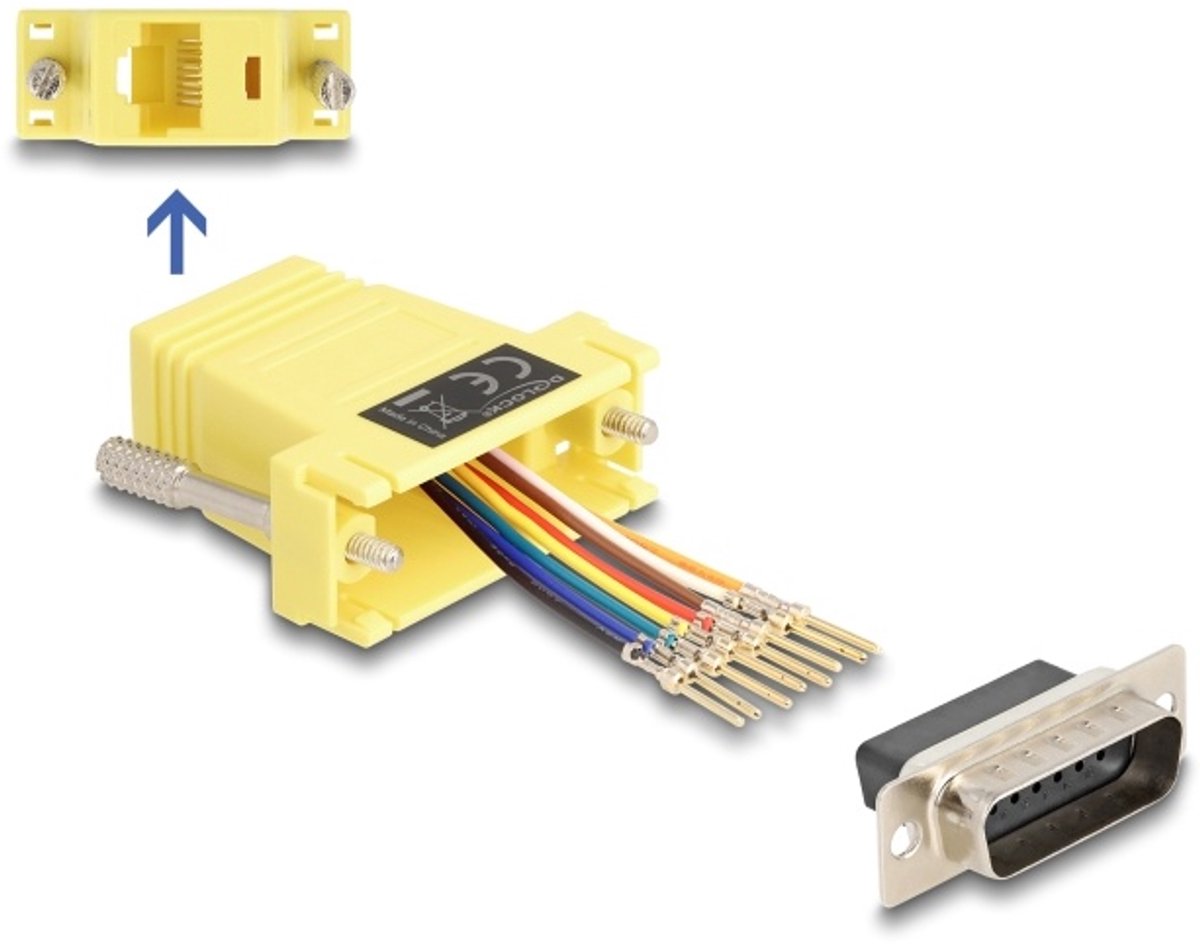 Delock D-Sub 15 pin male to RJ45 female Assembly Kit yellow