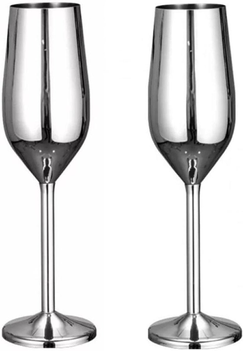 Rvs Goblet - Metalen Wijnglas - Thuis Gebruik - Onbreekbare Bekers - 220 ml - Zilver