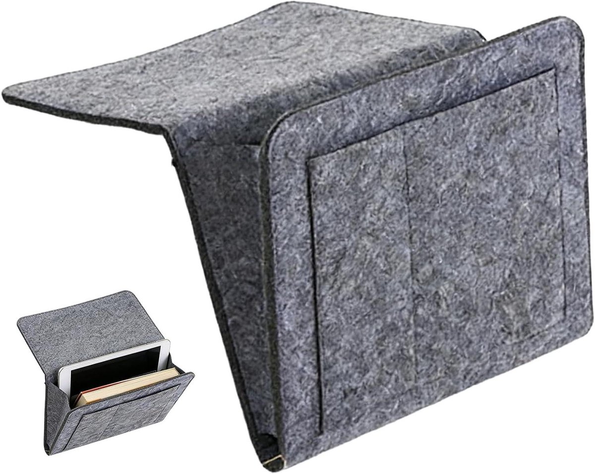 Opbergtas - Bedorganizer - Bed en bank - Gemaakt van vilt - 32 x 20 cm - Grijs