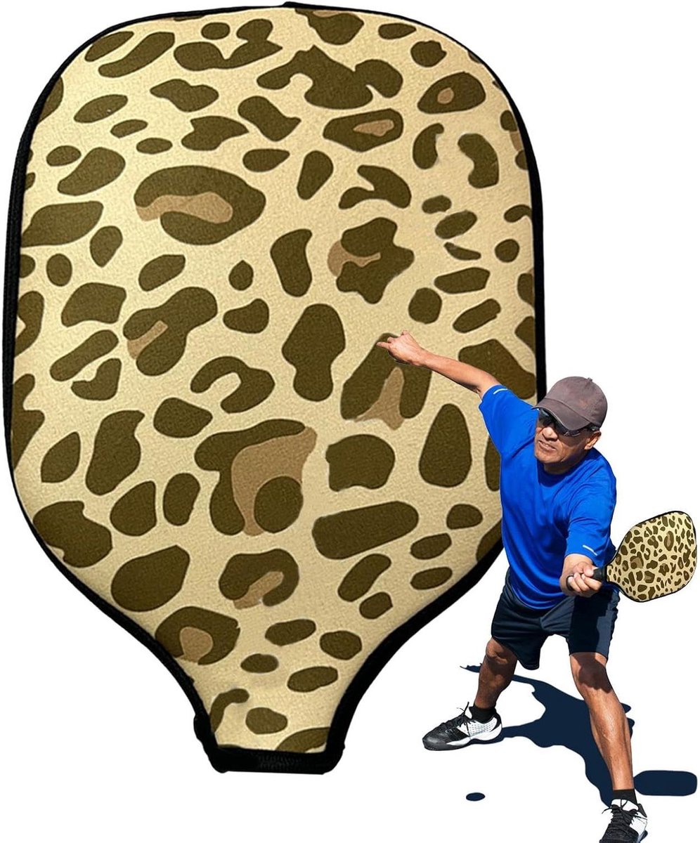 Pickleball peddelhoes - Paddle opbergtas - Sportuitrusting beschermen - Zachte neopreen bescherming - 31 x 22 x 1 cm - Luipaardmotief