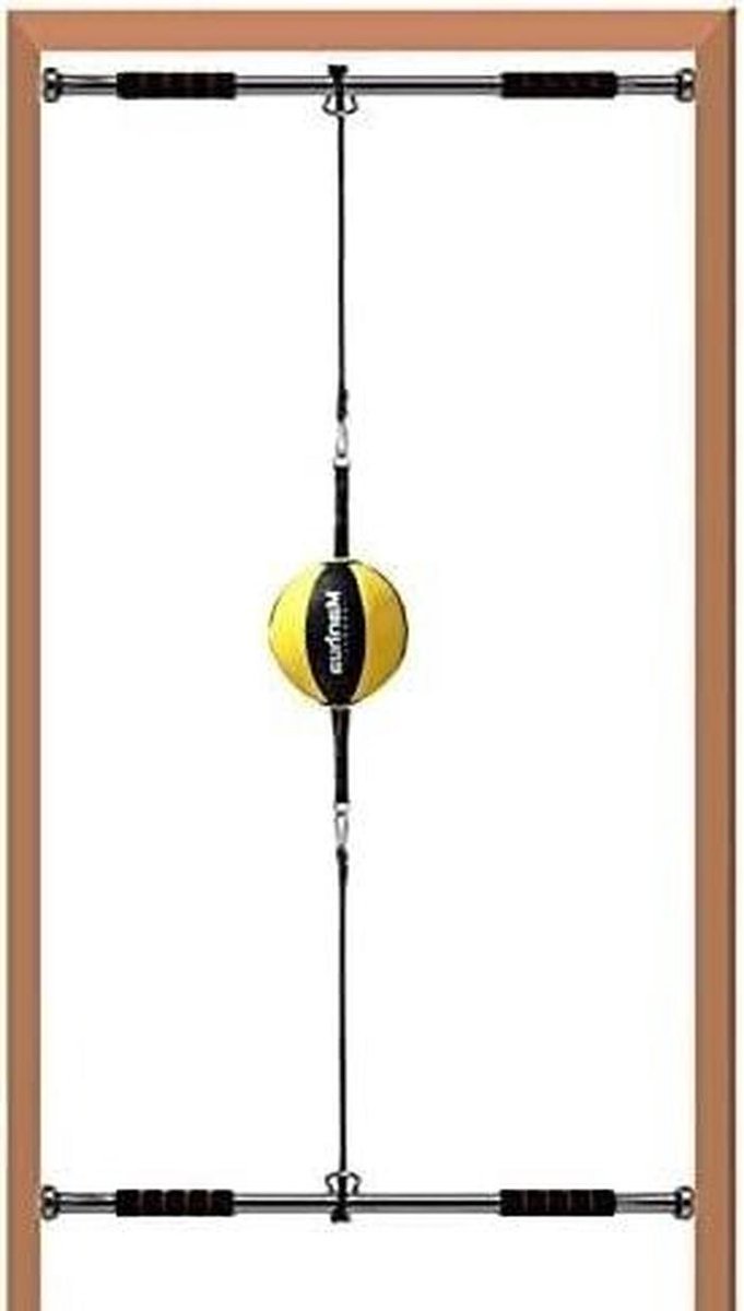 Boksbal Dubbelzijdig - Slagbal Training - Coördinatie Trainen - Inclusief Compleet Set - 24 cm Diameter - Geel Zwart