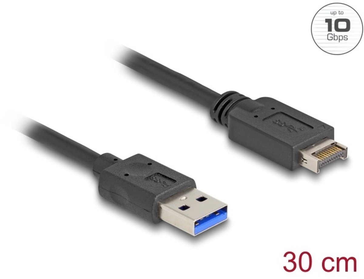Delock USB 10 Gbps Cable USB Type-E Key A 20 pin male to USB Type-A male 30 cm