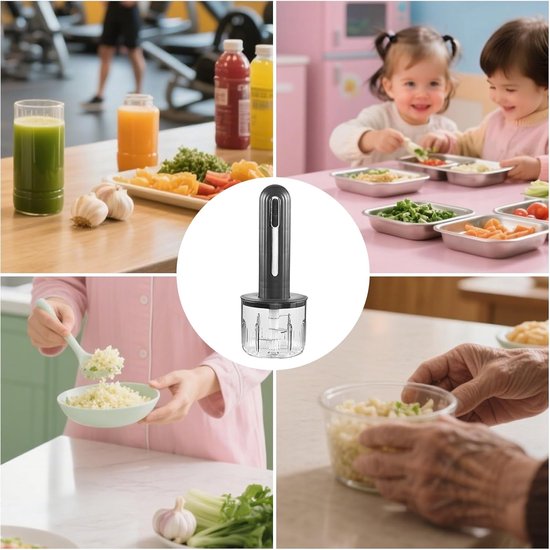 Mini Keukenhakker - Draadloze Hakker - Maaltijd Voorbereiden - USB Oplaadbaar - 400 ml Kom - Zwart van MINI — afbeelding 5