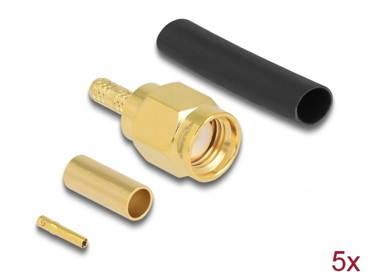 RP-SMA-plug voor het krimpen van RG-174 / RG-316 met bijpassende krimpbuis