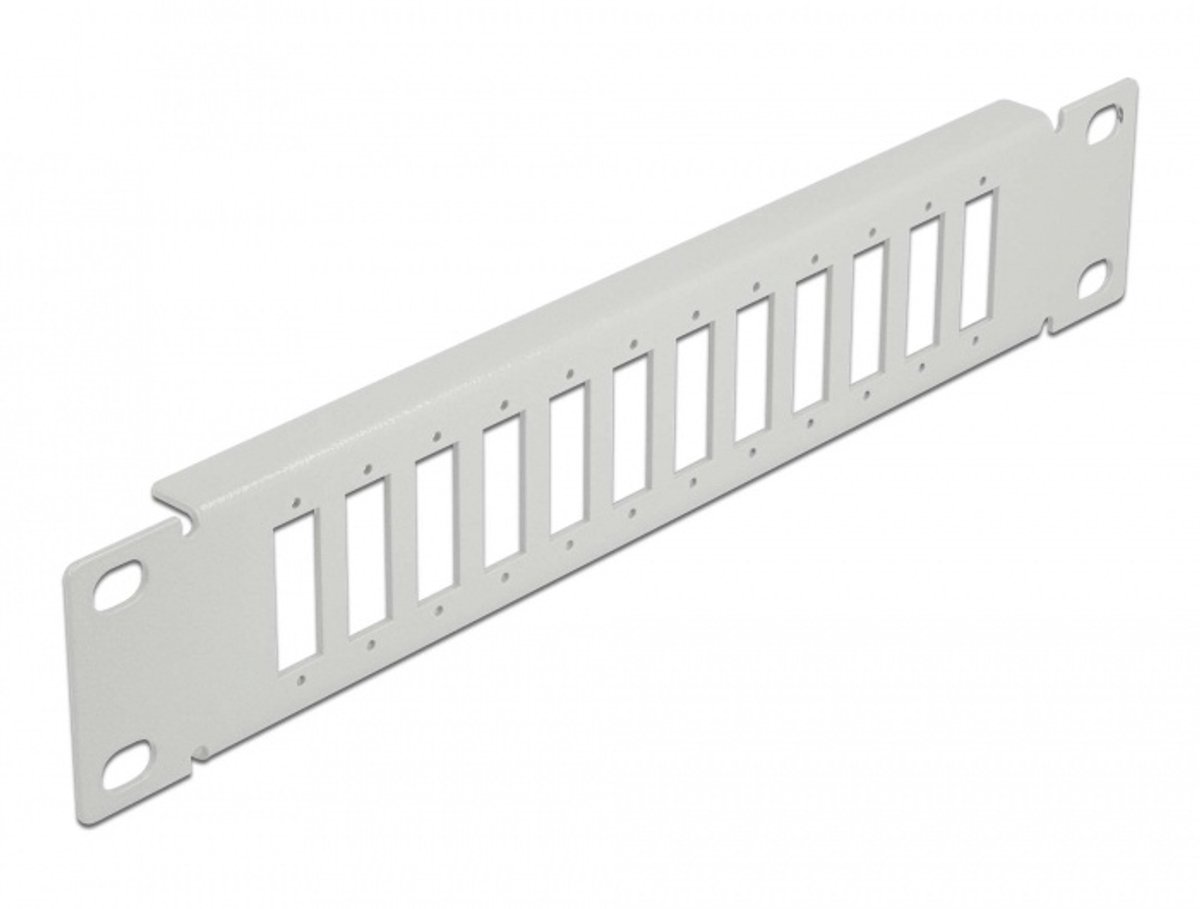 Image of Delock 10″ Fiber Optic Patch Panel 12 Port for SC Duplex / LC Quad 1U grey