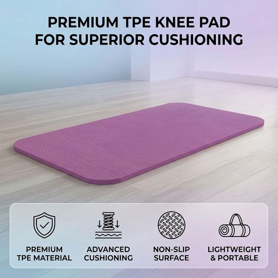 Pilates Kniekussen - Oefenmat - Vloeroefeningen - Antislip en dik - 1.5 cm dik - Paars — afbeelding 4