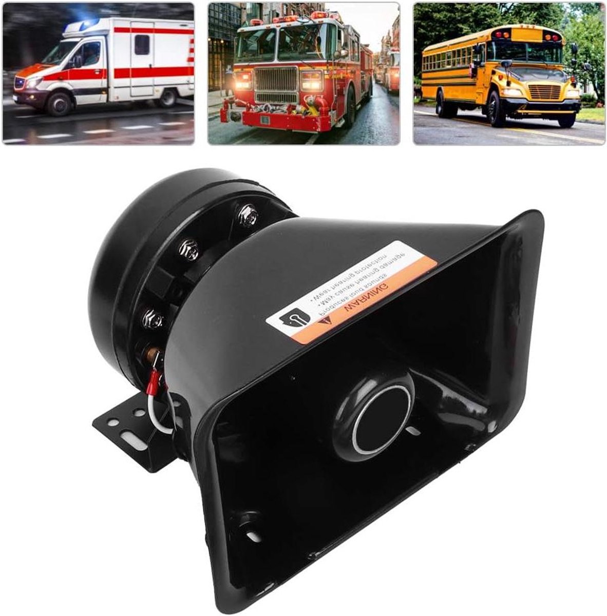 Autowaarschuwingsalarm - Sirene Luidspreker - Verkeersveiligheid - 130dB Geluid - 200W Vermogen - Zwart
