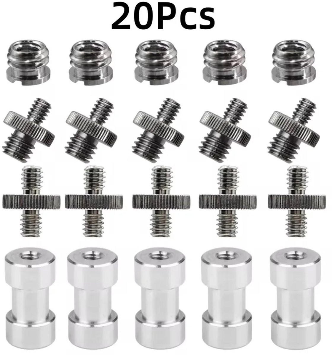 Garpex® Camera Adapter Schroeven Set – 20-delige Tripod & Camera Mount Adapter Kit – 1/4” en 3/8” Converter Set – Voor Camera, Statief & Accessoires
