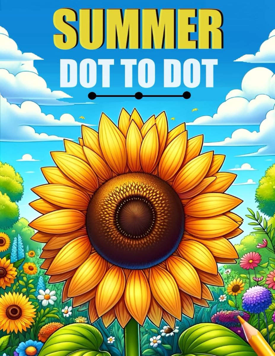 Zomer Dot to Dot Boek - Puzzelboek Volwassenen - Ontspanning Printen - Grote Afbeeldingen - 21.59 x 27.94 cm