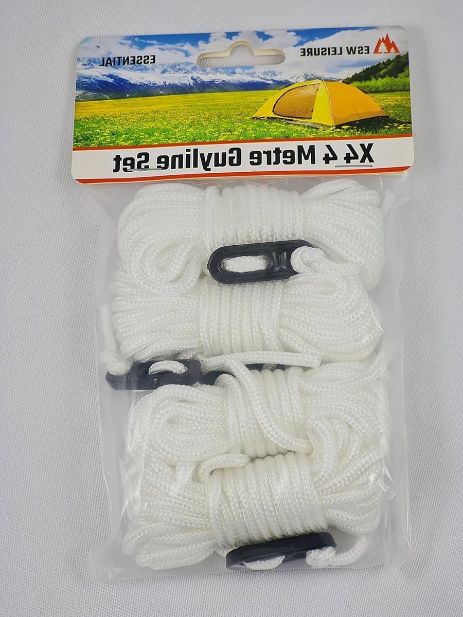Scheertouwen 4 Pack - Tentlijnen - Kamperen Luifels - Verstelbare Lopers - 4 Meter XL - Wit