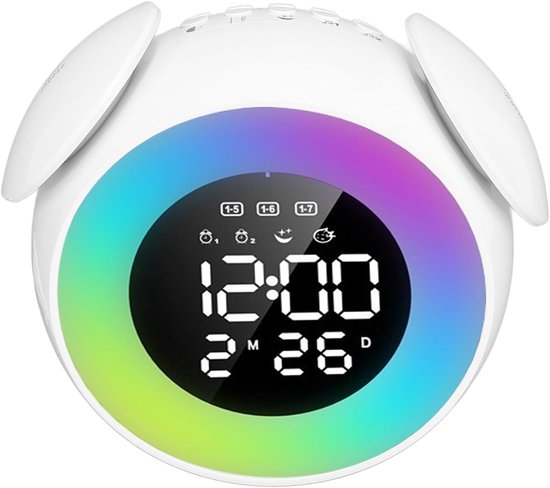 Wake Up Light - Digitale Klok - Zonsopgang Simulatie - Meerdere Lichtmodi - 16 x 9 cm - Regenboog van Wake-up Light — afbeelding 5
