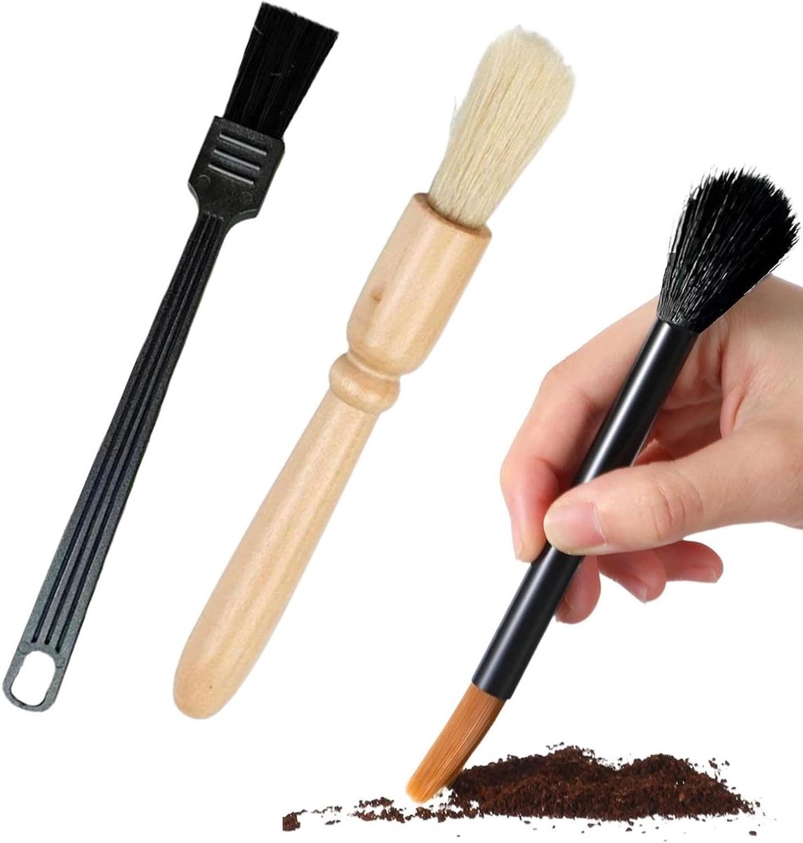Koffie Schoonmaakborstels - Reinigingsset Espresso - Espressomachine Onderhoud - Set van 3 Delen - 23 x 8 x 2.5 cm