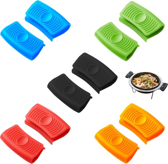Meerdere sets siliconen panhandgrepen in blauw, groen, zwart, rood, oranje.