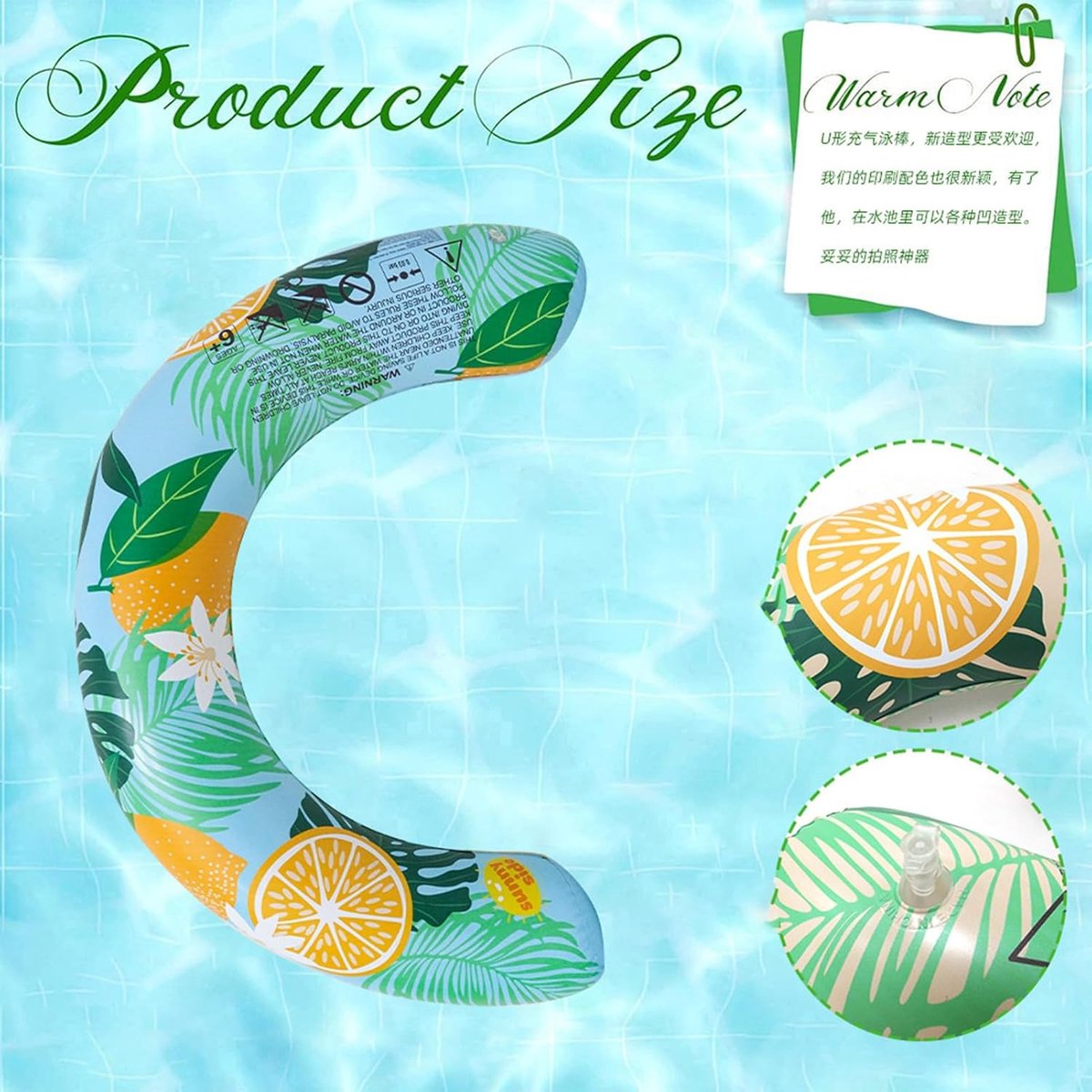 Opblaasbaar Ligbed - Zwembad Vlotter - Water Ontspanning - U-vorm Ergonomisch - 75x50 cm - Groen – foto 3