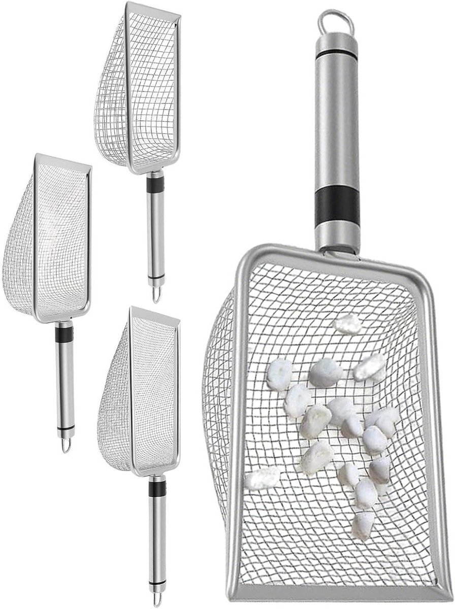 Compostzeef - Grondzeef Steenzeef - Tuinaarde Zeven - Vervormingsbestendige Constructie - 29L x 12B x 8H cm - Zilver