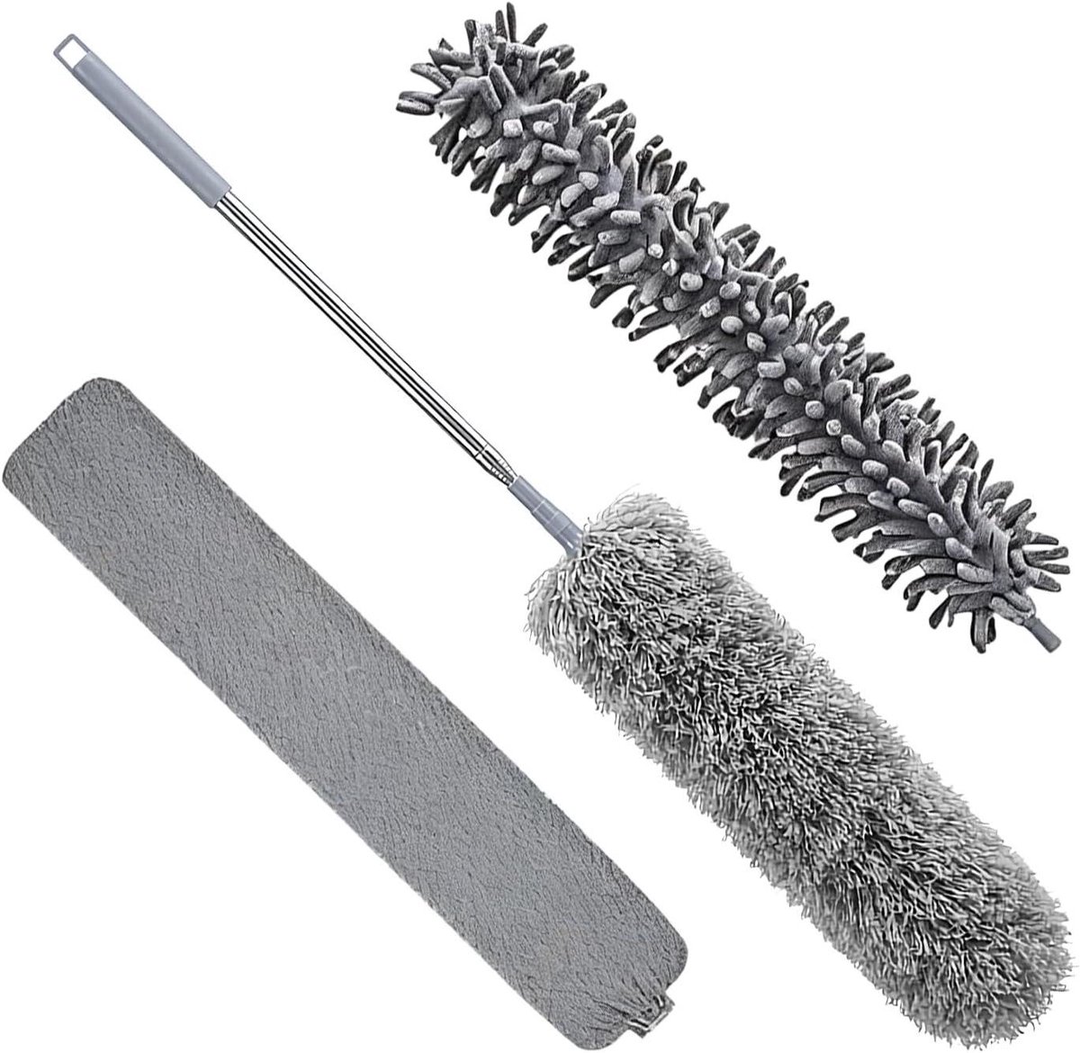 Stofzuiger voor onder meubels - Mop Dweil - Huis Schoonmaken - Uittrekbaar Telescopisch - 46 cm - Grijs