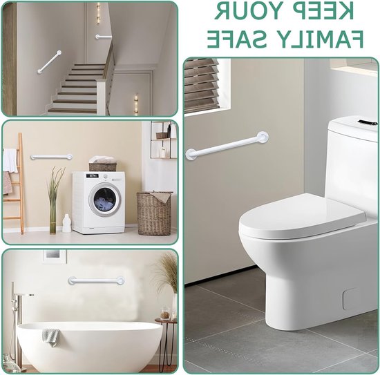 Stainless Steel Douchehandgreep, Antislip Balanssteun voor Ouderen, Kinderen en Gehandicapten, 30cm, Veiligheidsbeugel voor Badkamer en Douche — afbeelding 4