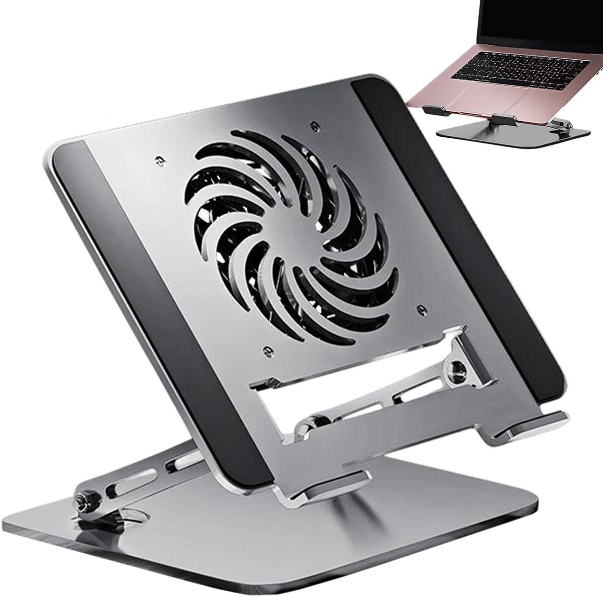 Laptopstandaard - Notebook Verhoger - Ergonomisch Werken - Opvouwbaar Metalen Ontwerp - 24 x 21 x 5 cm - Grijs