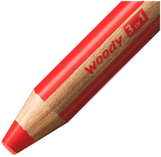 STABILO woody 3 in 1 - Multi Talent Kleurpotloden - Etui Met 6 Kleuren + puntenslijper