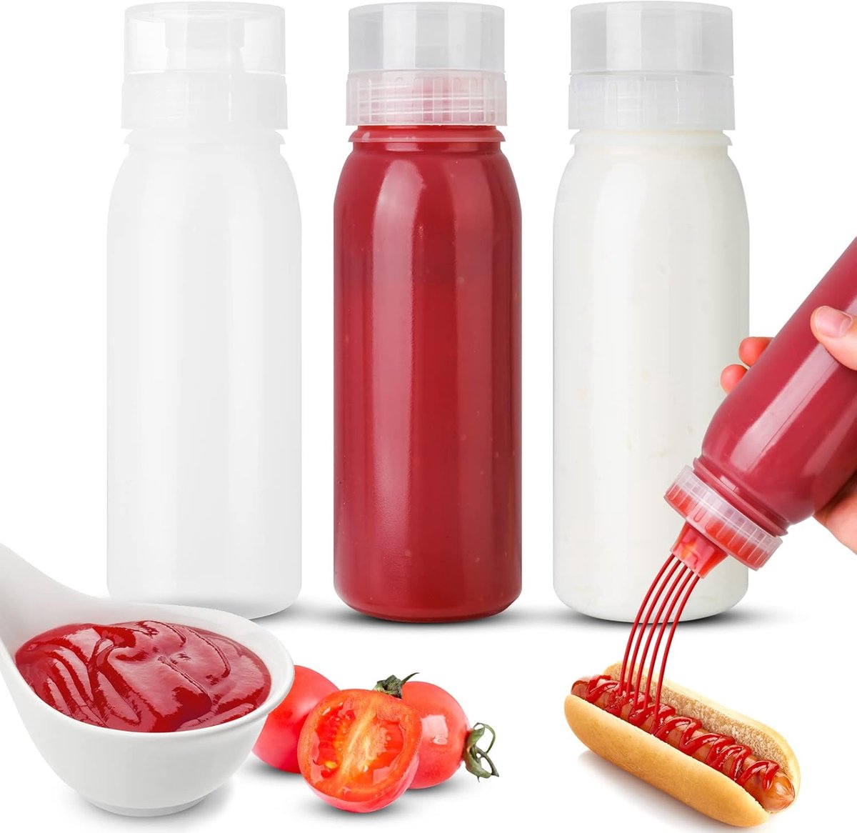 Poreuze kruiden knijpfles - saladedressing container - saus knijpfles - 3 stuks 13 ons (38